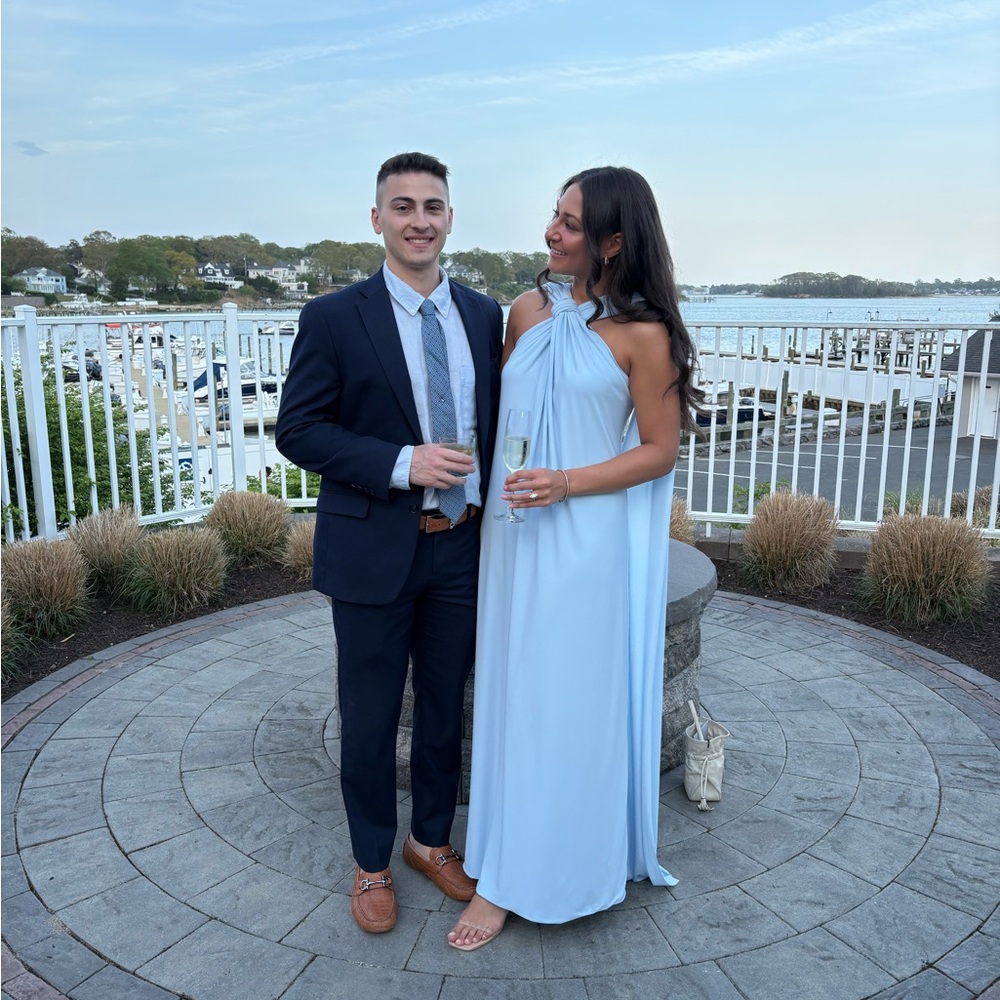 Chic Light Blue Halter Maxi Dress